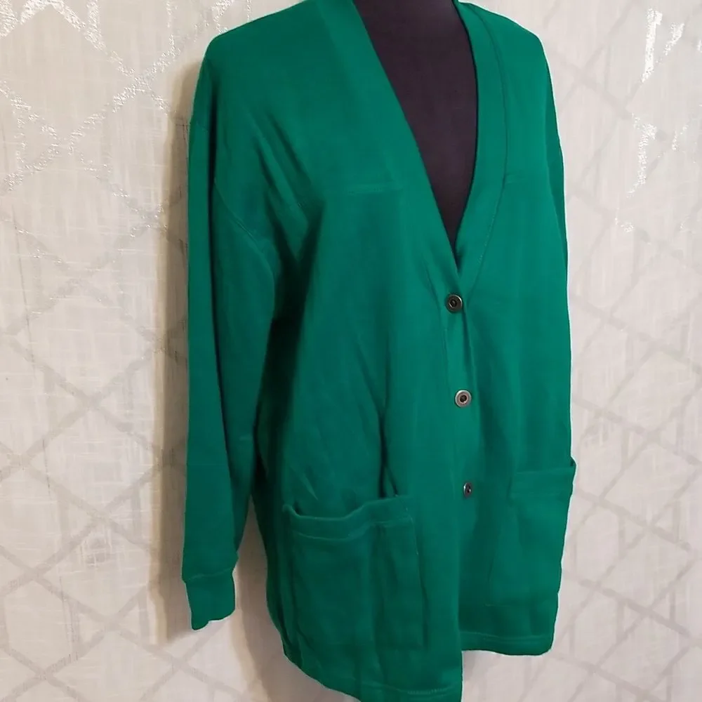 Vintage Cervelle Green Cardigan Women's Size 1X Fall Winter Pockets